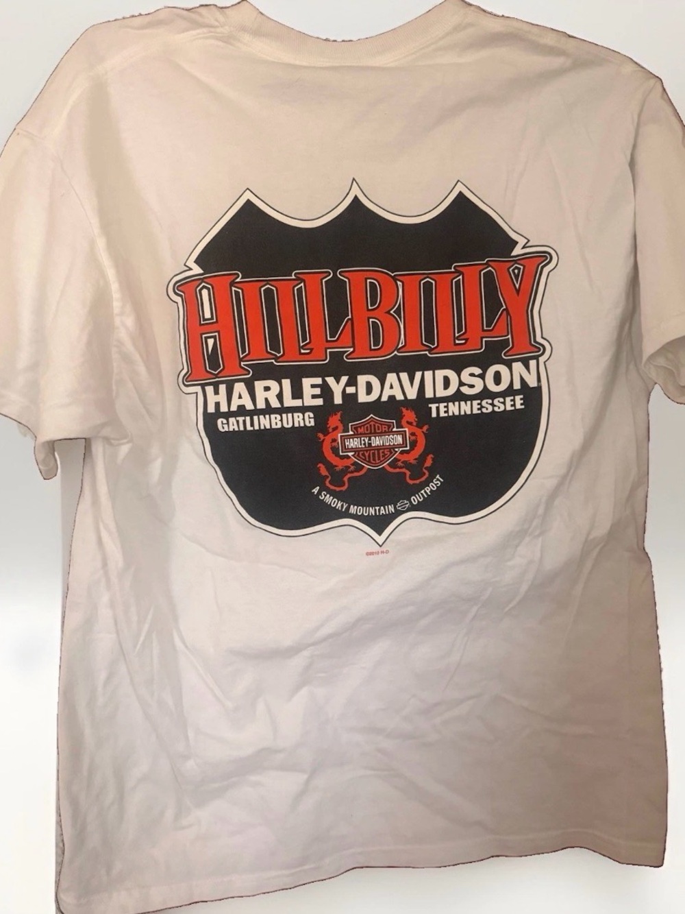 Harley-Davidson White Short-Sleeve Hillbilly Logo Tee with Orange Accents